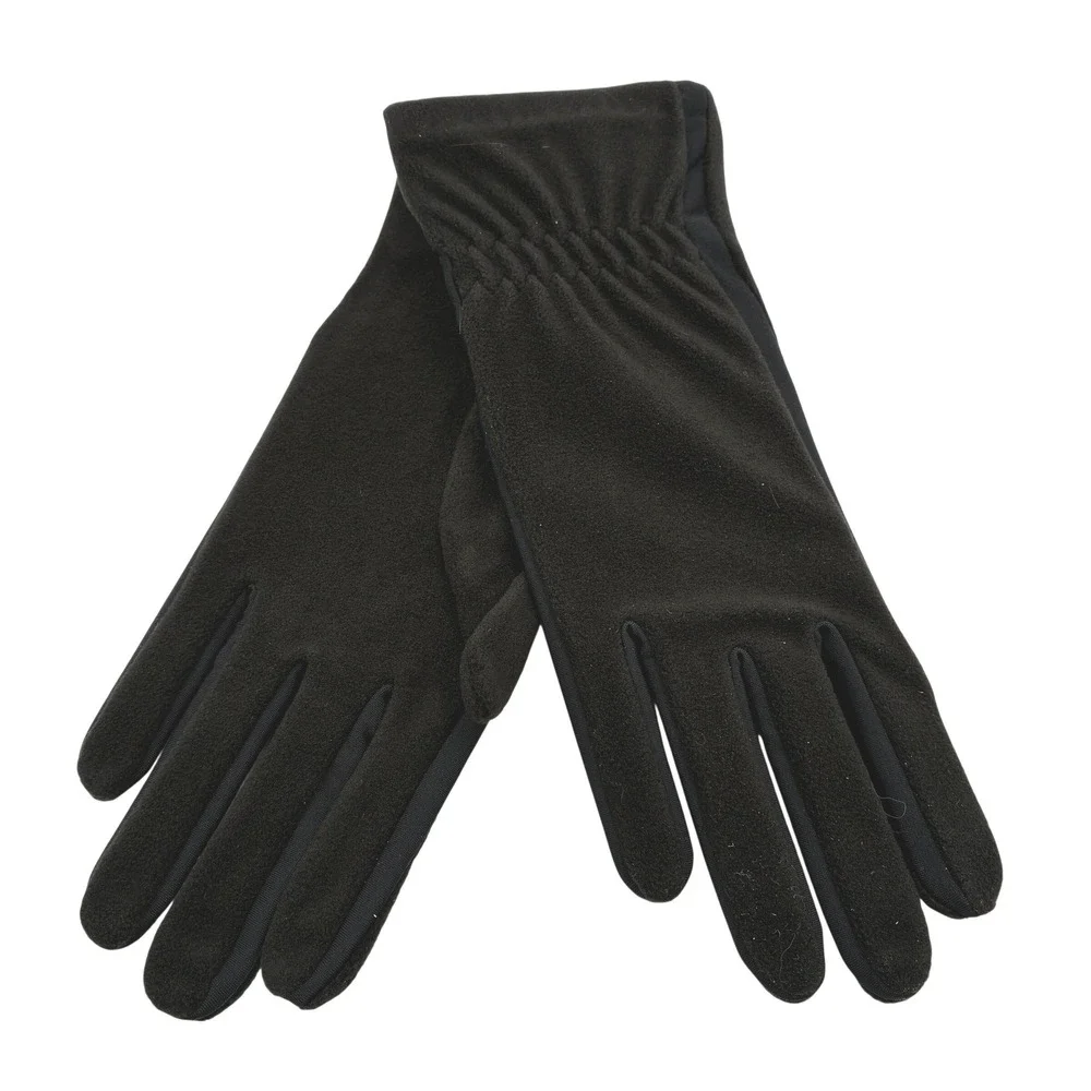 Isotoner Women Black Stretch Fleece Water Repellent Gloves One Size A849K3BLK1SZ